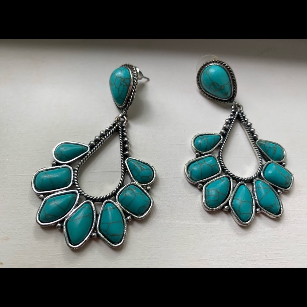 Faux Turquoise Post Fashion Earrings